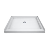 DreamLine 32 in. D x 32 in. W x 76 3/4 in. H Center Drain Acrylic Shower Base and QWALL-5 Wall Kit In White