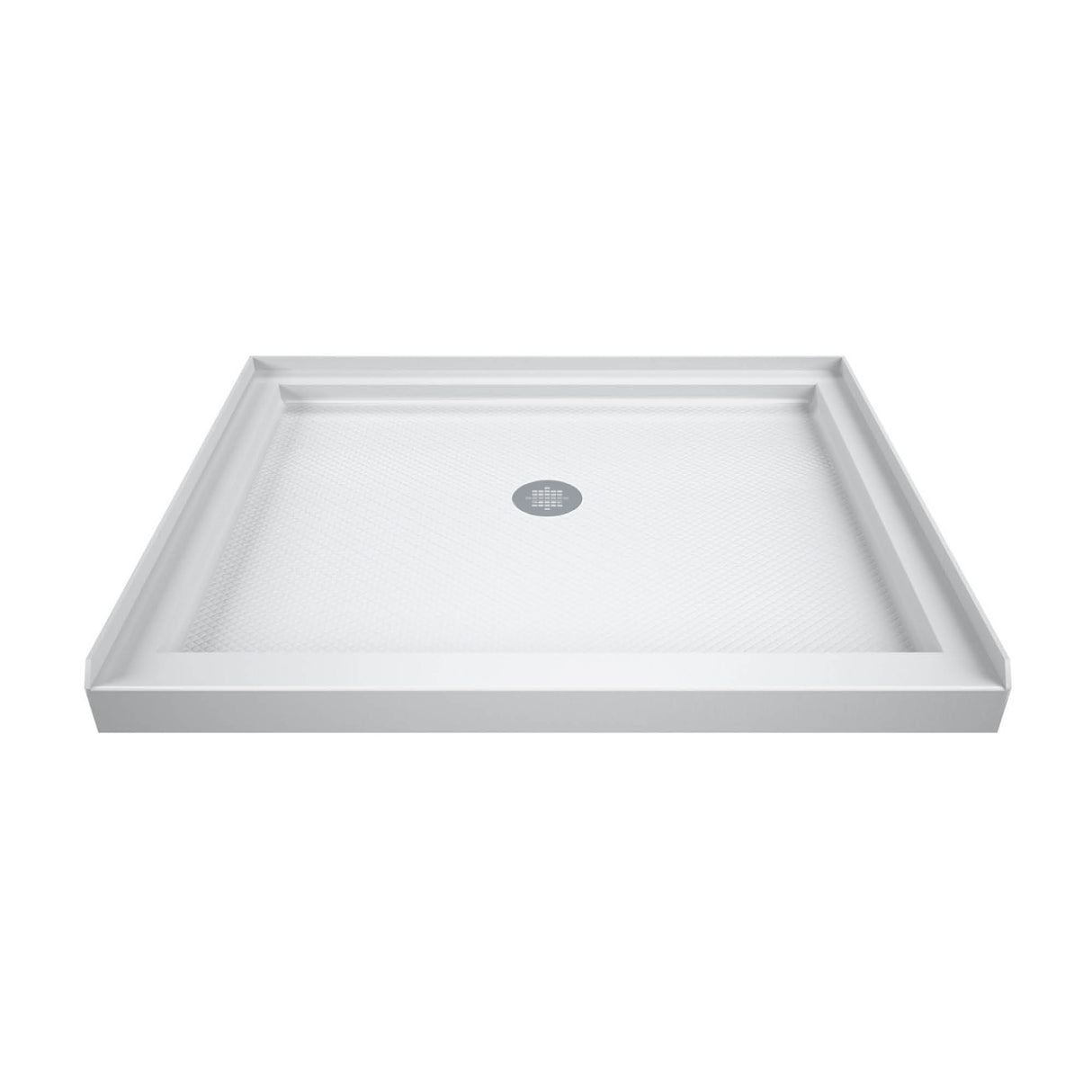 DreamLine Lumen 42 in. D x 42 in. W by 74 3/4 in. H Hinged Shower Door in Chrome with White Acrylic Base Kit