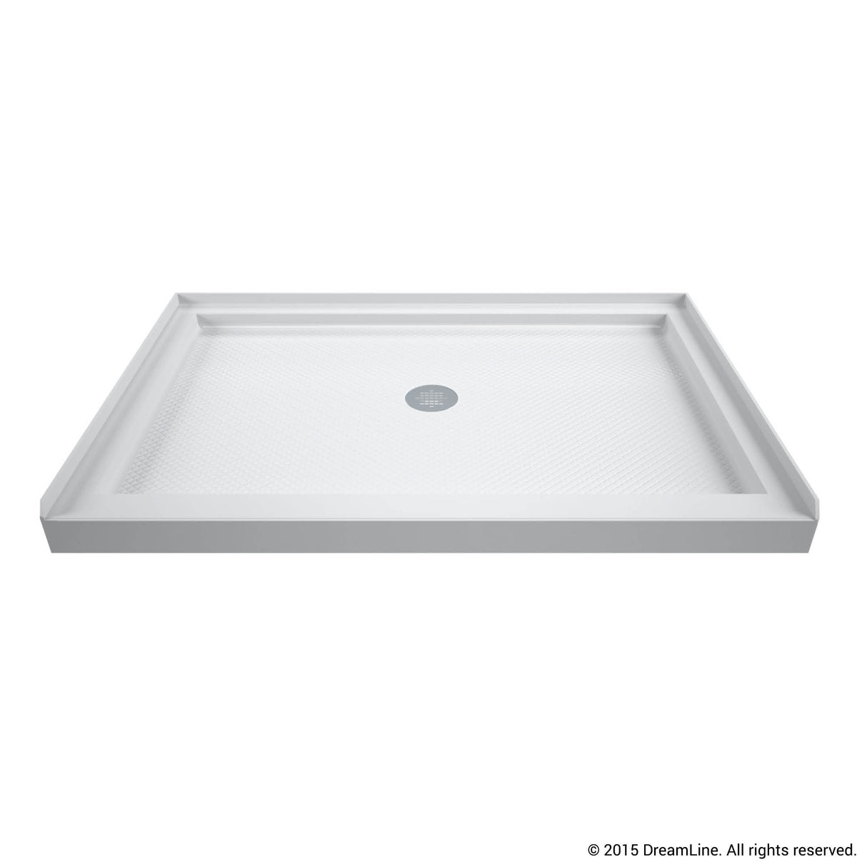 DreamLine Flex 36 in. D x 48 in. W x 76 3/4 in. H Semi-Frameless Shower Door in Chrome with Center Drain White Base and Wall Kit