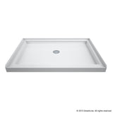 DreamLine Infinity-Z 36 in. D x 48 in. W x 74 3/4 in. H Frosted Sliding Shower Door in Brushed Nickel and Center Drain White Base