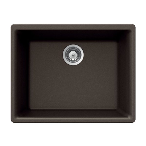 Hamat - SIO-2418SU-MO - Granite Undermount Single Bowl Kitchen Sink, Mocha