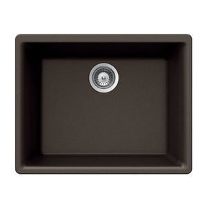 Hamat - SIO-2418SU-MO - Granite Undermount Single Bowl Kitchen Sink, Mocha