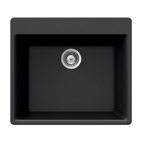 Hamat - SIO-2420ST-BL - Granite Topmount Single Bowl Kitchen Sink, Black