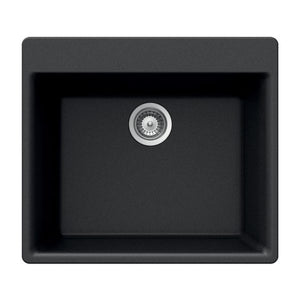 Hamat - SIO-2420ST-BL - Granite Topmount Single Bowl Kitchen Sink, Black