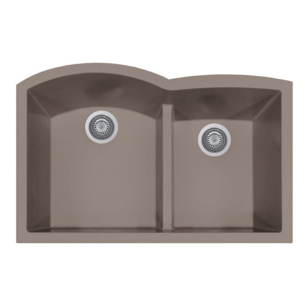 Hamat - SIO-3321DAUR-TA - Undermount Double Bowl Granite Kitchen Sink, Taupe