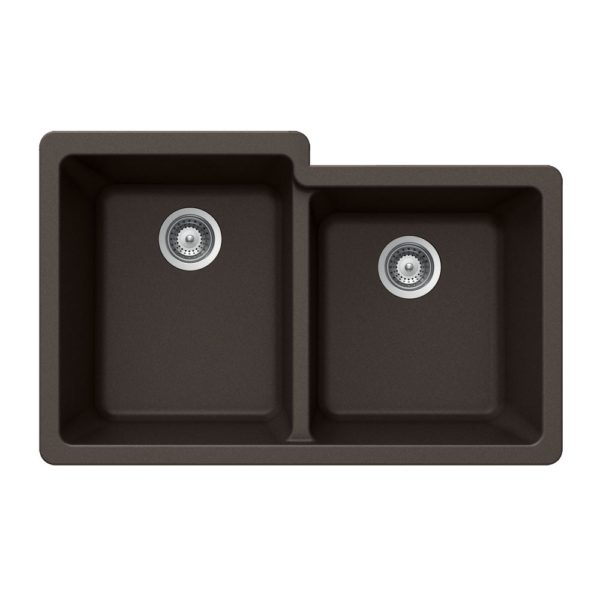 Hamat - SIO-3321DUR-MO - Granite Undermount 60/40 Double Bowl Kitchen Sink, Mocha