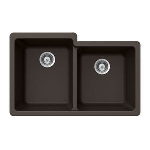 Hamat - SIO-3321DUR-MO - Granite Undermount 60/40 Double Bowl Kitchen Sink, Mocha