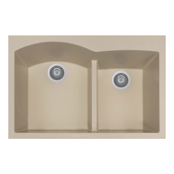 Hamat - SIO-3322DATR-SD - Topmount Double Bowl Granite Kitchen Sink, Sand