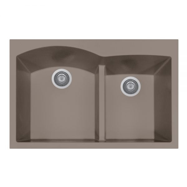 Hamat - SIO-3322DATR-TA - Topmount Double Bowl Granite Kitchen Sink, Taupe