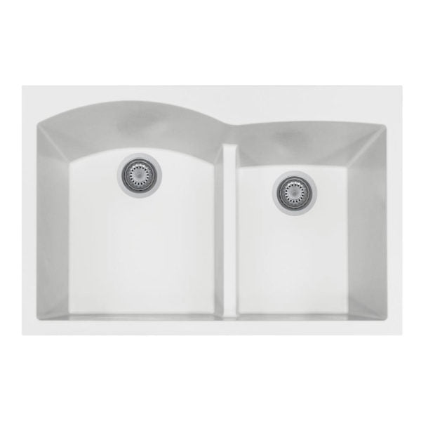 Hamat - SIO-3322DATR-WH - Topmount Double Bowl Granite Kitchen Sink, White