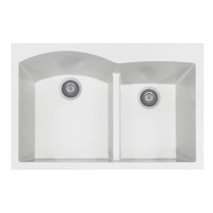 Hamat - SIO-3322DATR-WH - Topmount Double Bowl Granite Kitchen Sink, White