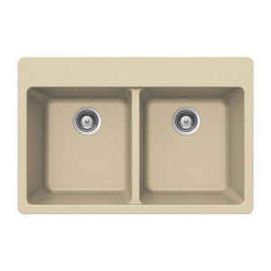 Hamat - SIO-3322DT-SD - Granite Topmount 50/50 Double Bowl Kitchen Sink, Sand