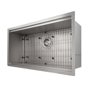 ZLINE Garmisch 33 in. Undermount Single Bowl Stainless Steel Kitchen Sink with Bottom Grid and Accessories (SLS-33)