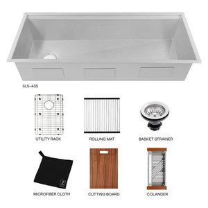 ZLINE Garmisch 43 in. Undermount Single Bowl Scratch Resistant Stainless Steel Kitchen Sink with Bottom Grid and Accessories (SLS-43S)