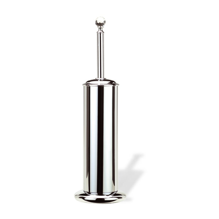 Toilet Brush Holder, Chrome, Brass with Crystal Top