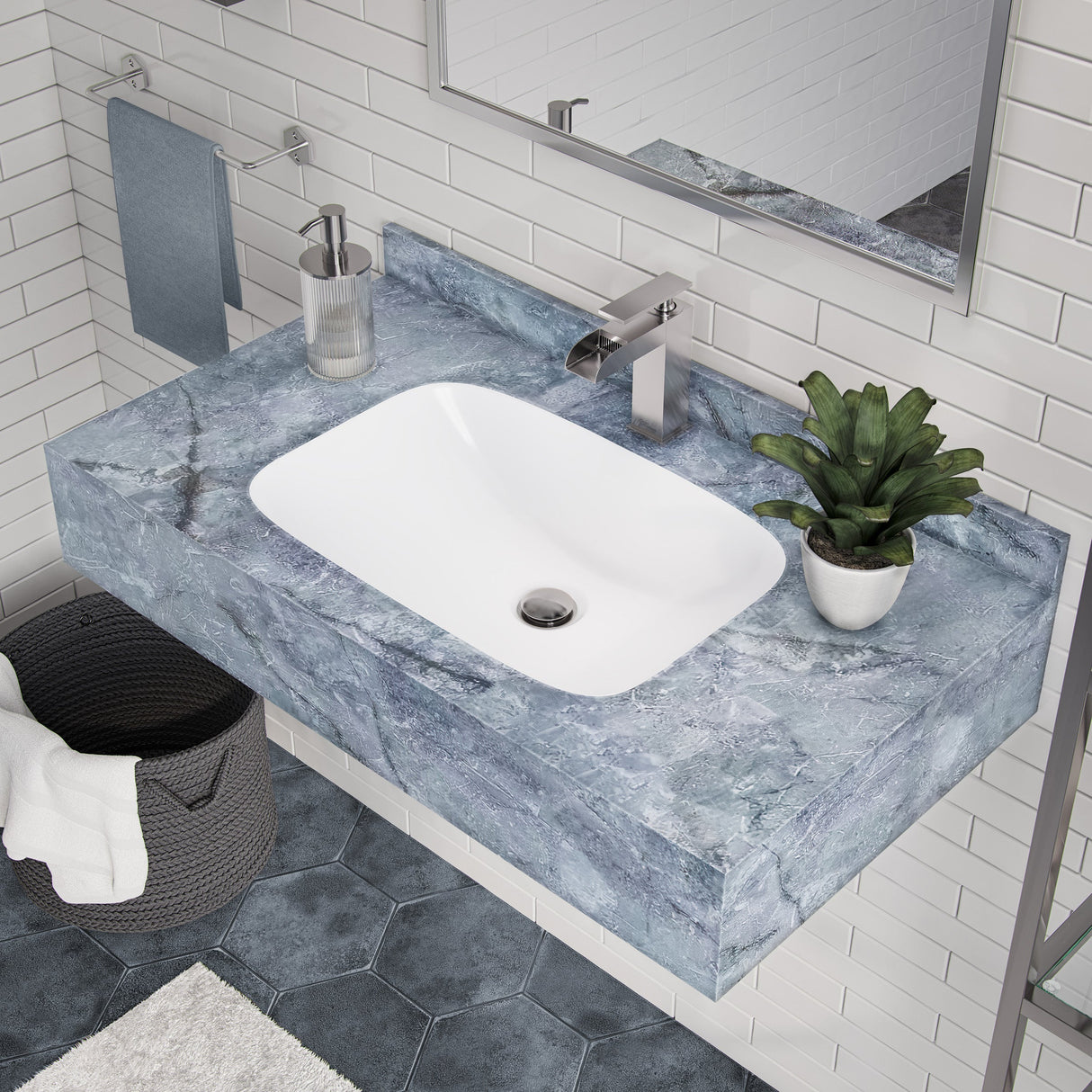 Avancer 36'' Wall Mount Sink In Blue Celeste