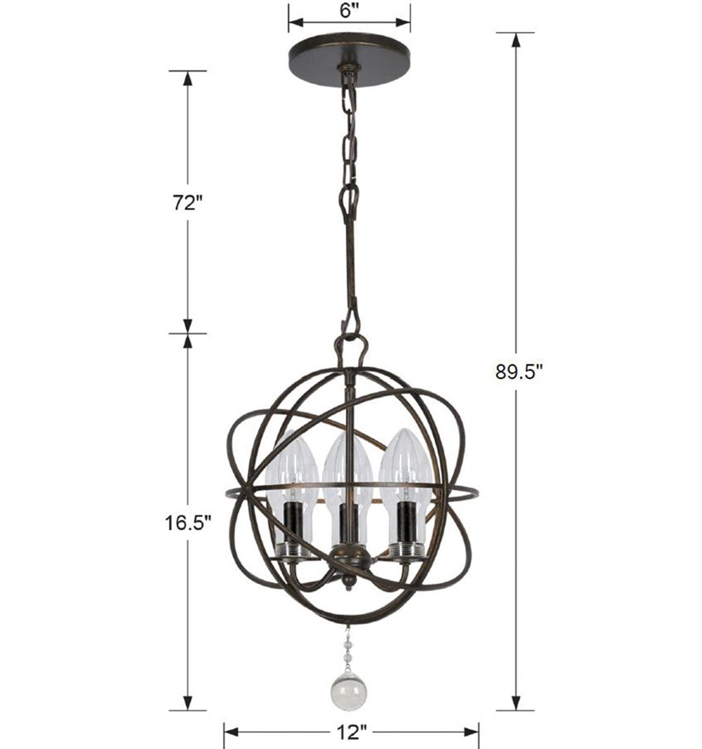 Solaris 3 Light English Bronze Sphere Outdoor Pendant SOL-9325-EB