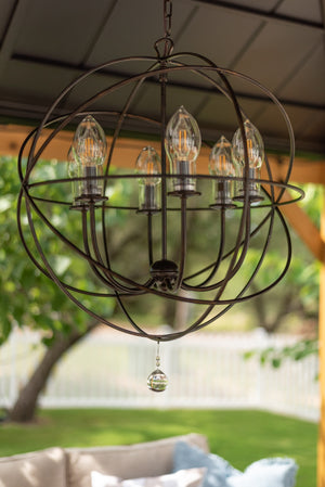 Solaris 6 Light English Bronze Sphere Outdoor Pendant SOL-9326-EB