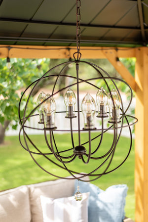 Solaris 6 Light English Bronze Sphere Outdoor Pendant SOL-9326-EB