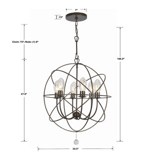 Solaris 6 Light English Bronze Sphere Outdoor Pendant SOL-9326-EB