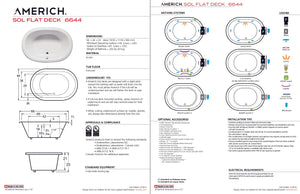 Americh SF6644TA5-BI Sol Flat Deck 6644 - Tub Only / Airbath 5 - Biscuit