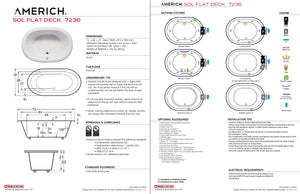 Americh SF7236TA5-BI Sol Flat Deck 7236 - Tub Only / Airbath 5 - Biscuit
