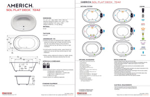 Americh SF7242TA5-BI Sol Flat Deck 7242 - Tub Only / Airbath 5 - Biscuit