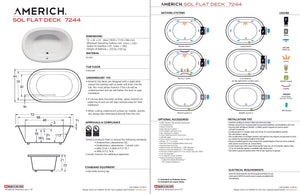 Americh SF7244TA5-BI Sol Flat Deck 7244 - Tub Only / Airbath 5 - Biscuit