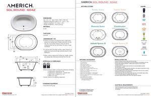 Americh SR6042TA2-WH Sol Round 6042 - Tub Only / Airbath 2 - White