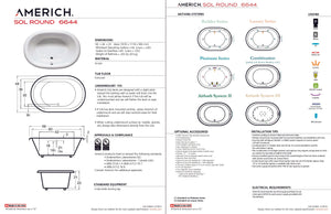 Americh SR6644TA2-WH Sol Round 6644 - Tub Only / Airbath 2 - White