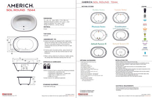 Americh SR7244TA2-WH Sol Round 7244 - Tub Only / Airbath 2 - White