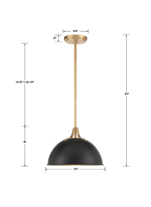 Soto 1 Light Matte Black + Antique Gold Mini Pendant SOT-18013-MK-GA