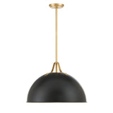 Soto 1 Light Matte Black + Antique Gold Chandelier SOT-18015-MK-GA