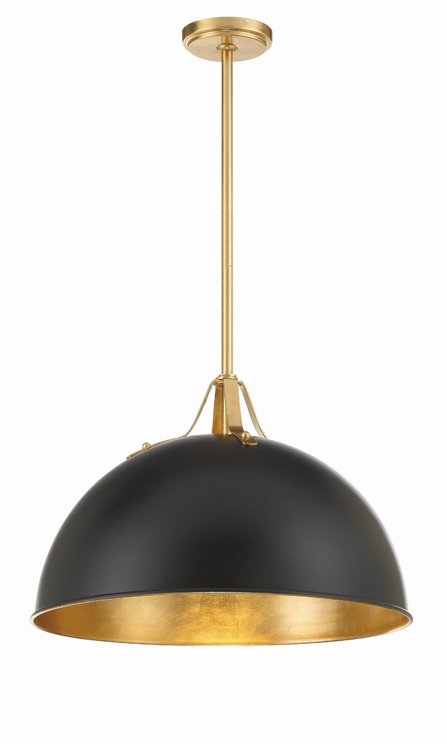 Soto 1 Light Matte Black + Antique Gold Chandelier SOT-18015-MK-GA