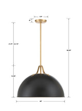 Soto 1 Light Matte Black + Antique Gold Chandelier SOT-18015-MK-GA