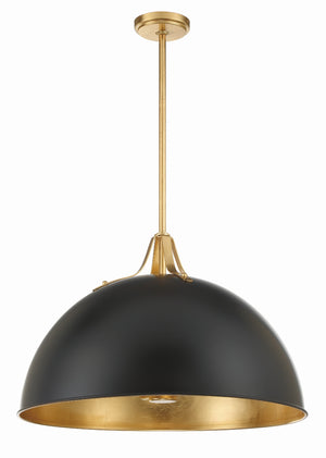 Soto 3 Light Matte Black + Antique Gold Chandelier SOT-18017-MK-GA