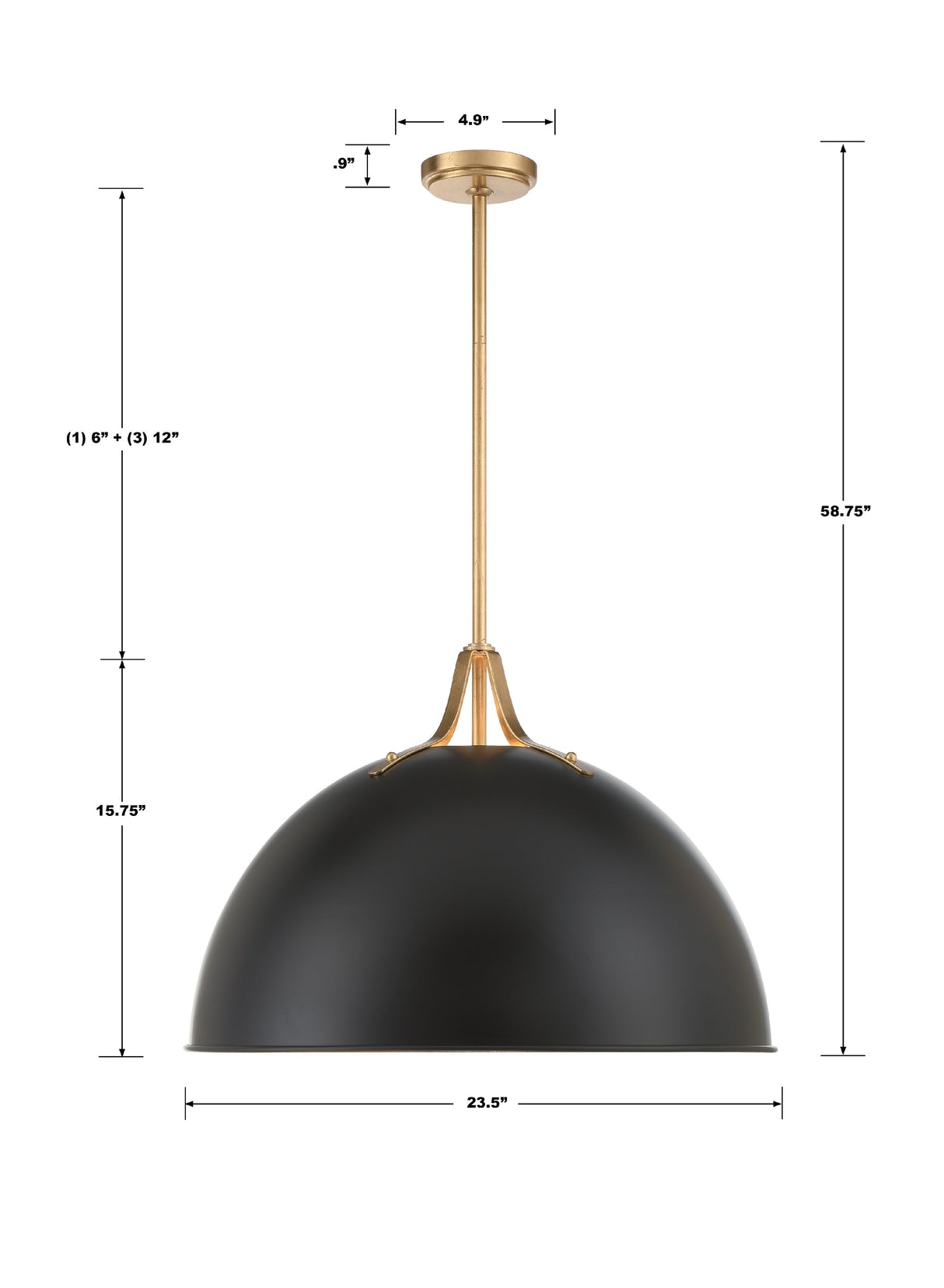 Soto 3 Light Matte Black + Antique Gold Chandelier SOT-18017-MK-GA