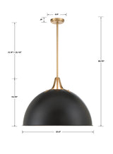 Soto 3 Light Matte Black + Antique Gold Chandelier SOT-18017-MK-GA