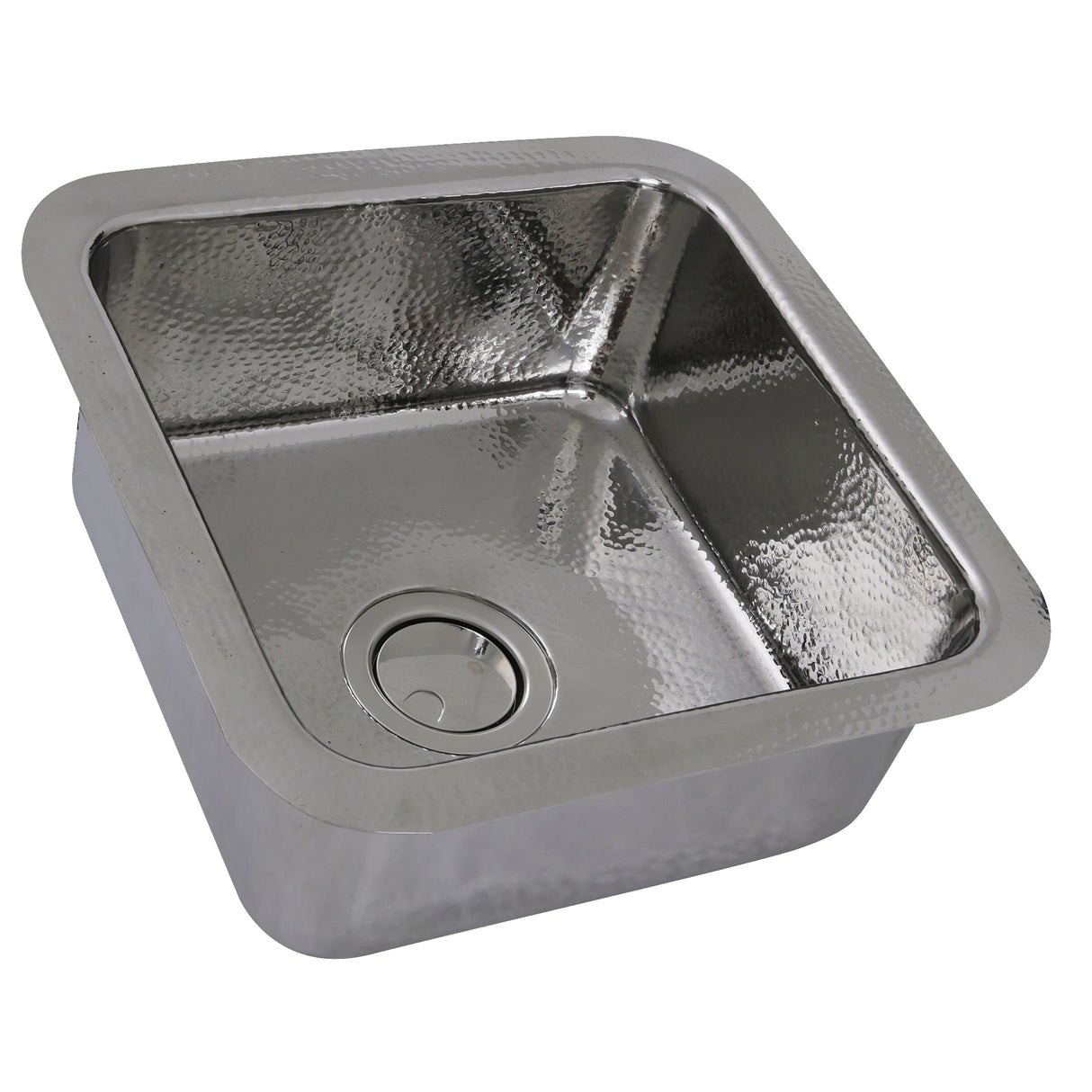 Nantucket Sinks SQRS-7  16.5 Inch Square Hammered Stainless Bar Sink