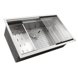 Nantucket Sinks' SR-PS-3620-16 - 36 Inch Pro Series Large Prep Station Single Bowl Undermount Stainless Steel Kitchen Sink with Compatible Accessories