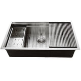 Nantucket Sinks' SR-PS-3620-16 - 36 Inch Pro Series Large Prep Station Single Bowl Undermount Stainless Steel Kitchen Sink with Compatible Accessories