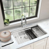 Nantucket Sinks' SR-PS-3620-16 - 36 Inch Pro Series Large Prep Station Single Bowl Undermount Stainless Steel Kitchen Sink with Compatible Accessories