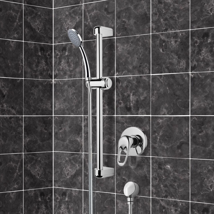 Chrome Slidebar Shower Set With Hand Shower