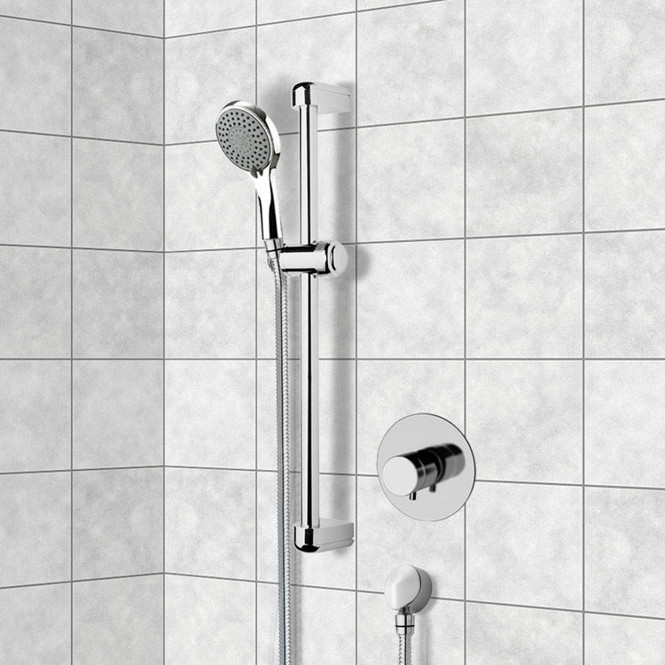 Chrome Thermostatic Slidebar Shower Set With Multi Function Hand Shower