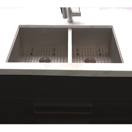 ZLINE Chamonix 36 in. Undermount Double Bowl Scratch Resistant Stainless Steel Kitchen Sink with Bottom Grid (SR60D-36S)