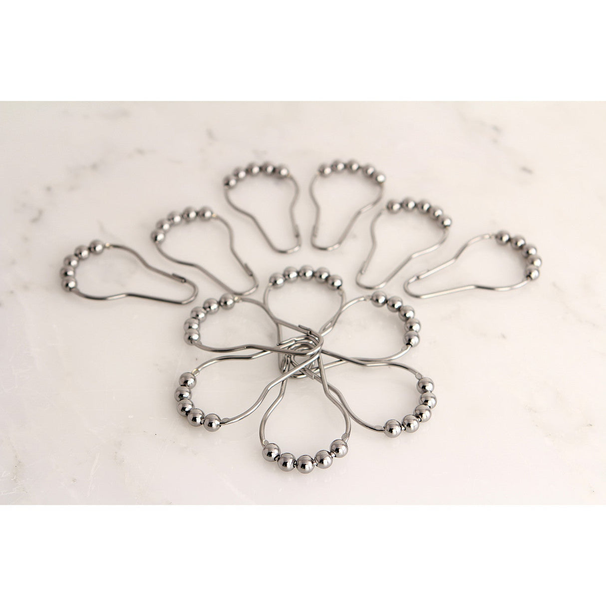 Edenscape SRCR121 Roller Ball Shower Curtain Rings (12 Pieces/Set), Polished Chrome