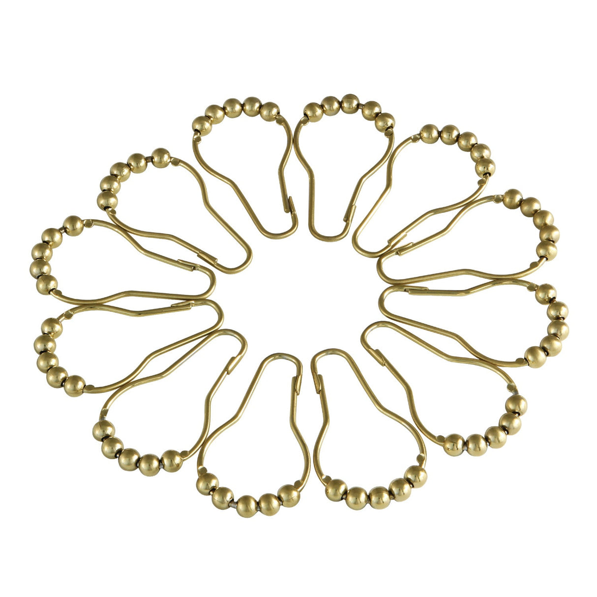 Edenscape SRCR127 Roller Ball Shower Curtain Rings (12 Pieces/Set), Brushed Brass