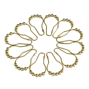 Edenscape SRCR127 Roller Ball Shower Curtain Rings (12 Pieces/Set), Brushed Brass