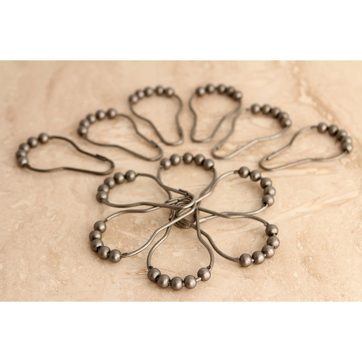 Edenscape SRCR128 Roller Ball Shower Curtain Rings (12 Pieces/Set), Brushed Nickel