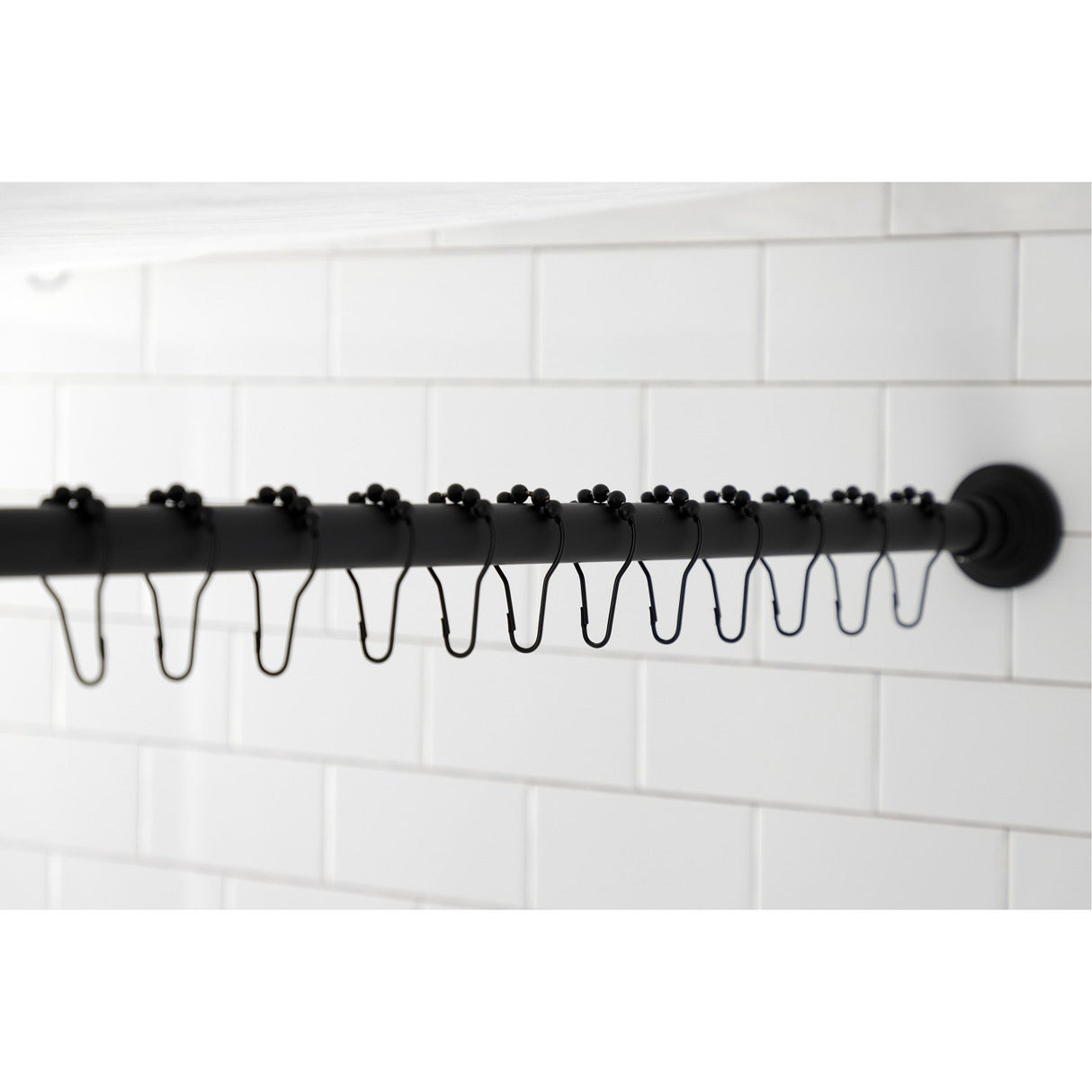 Edenscape SRK600 60-Inch to 72-Inch Adjustable Shower Curtain Rod with Rings Combo, Matte Black